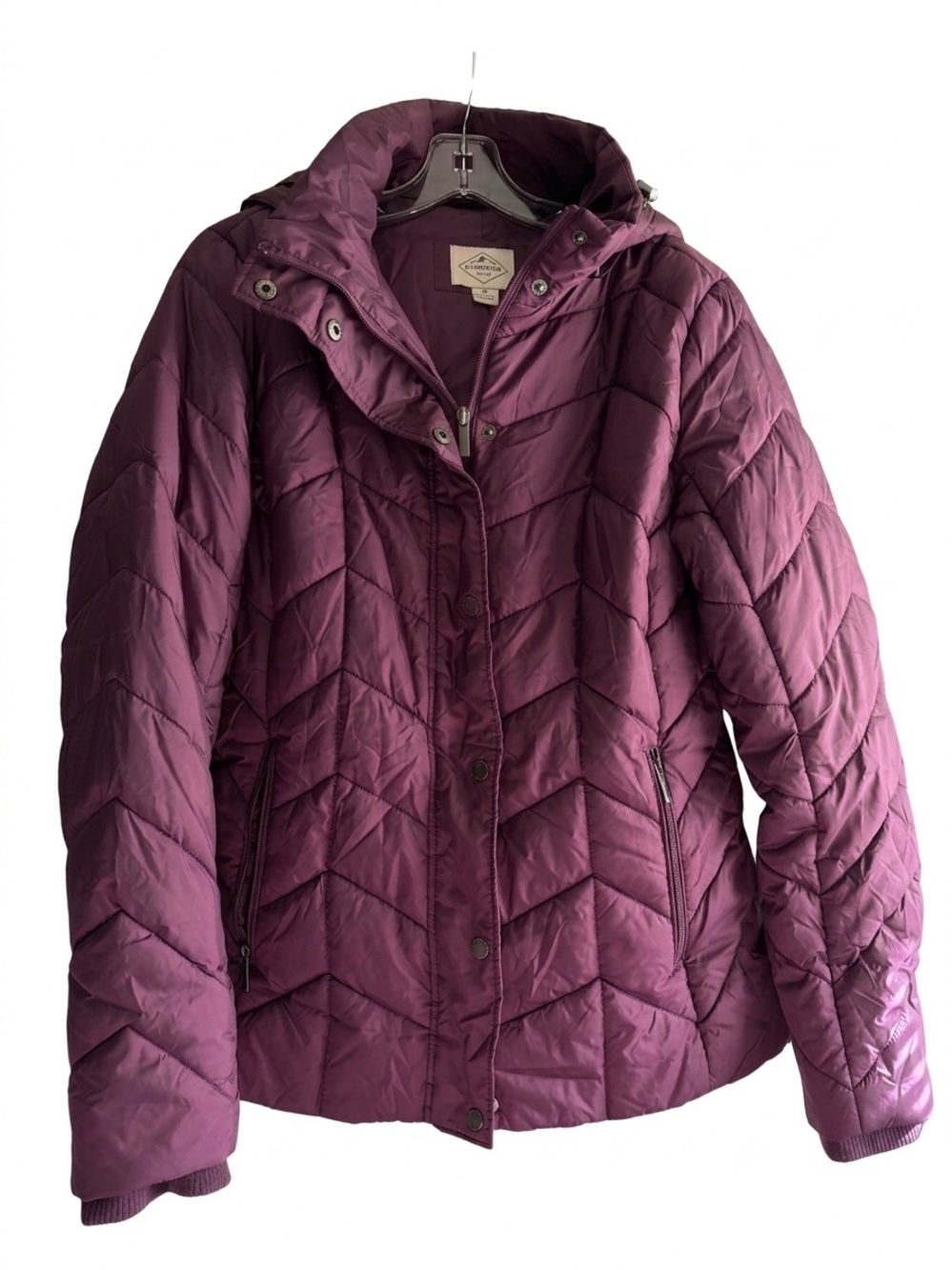St. John's Bay Quilted Hooded Puffer Jacket - Plum